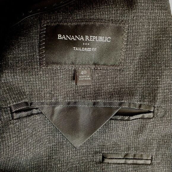 Banana Republic Blazer Men 40 Gray Tailored Fit Cotton SportCoat 2Buttons 42x28" - Picture 9 of 16